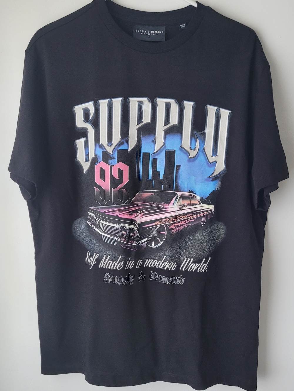 Supply & Demand Black Graphic T Shirt Size L